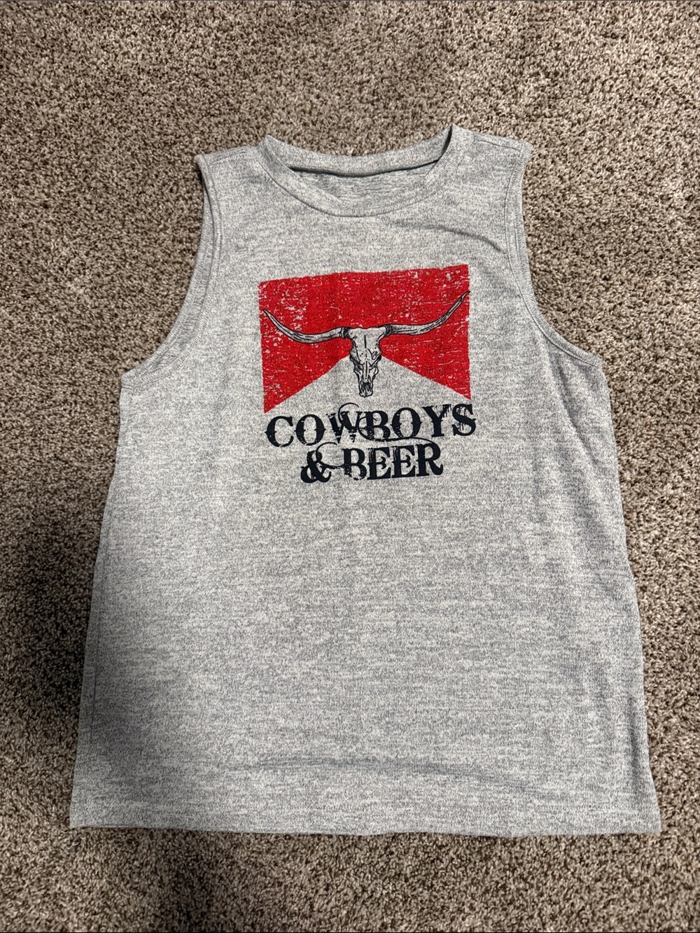 Gray 'Cowboys & Beer' Graphic Tank Top